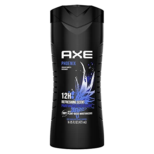 AXE Body Wash 12h Refreshing Scent Phoenix Crushed Mint and Rosemary Men's Body Wash with 100 percent Plant-Based Moisturizers 16 oz