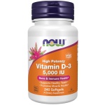 NOW Supplements, Vitamin D-3 5,000 IU, High Potency, Structural Support*, 240 Softgels