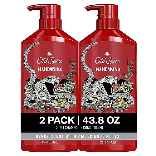 51h8q3nqPsL.jpg Old Spice Men's 2-in-1 Shampoo and Conditioner, MambaKing, Twin Pack, 43.8 Fl Oz - Image 1