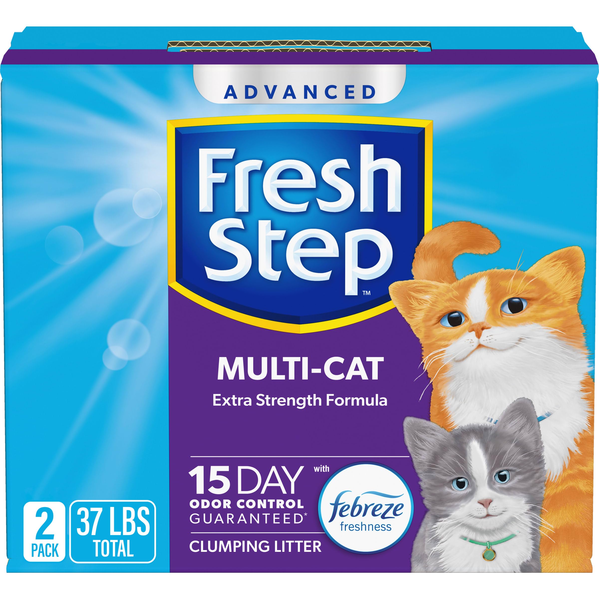 Version 1.0.0 Fresh Step Advanced Multi Cat Clumping Litter with Febreze Freshness, Fresh Step Clumping Cat Litter Extra Strength Formula, 37 lbs. (2 x 18.5 lb. Box) - Image 1