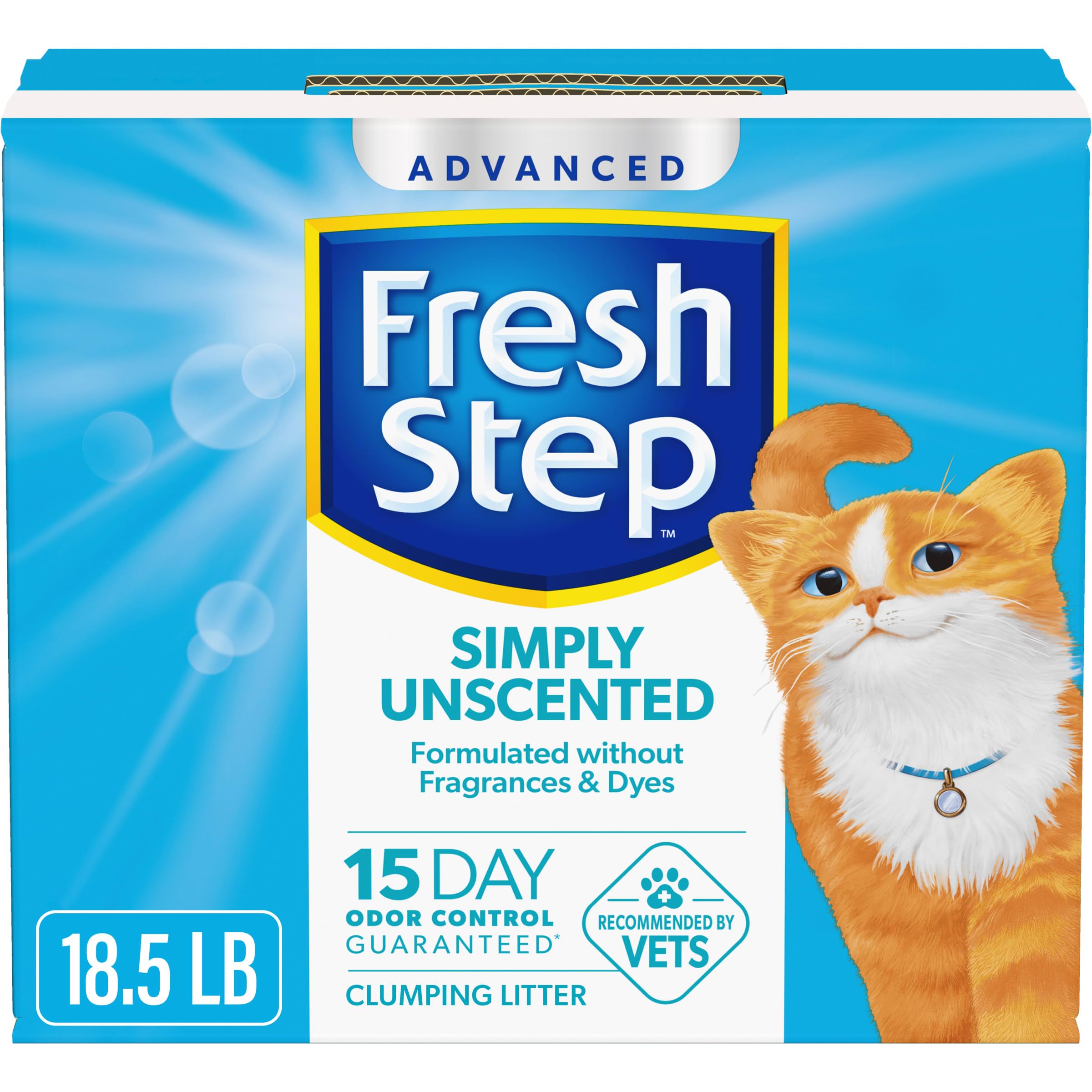 Version 1.0.0 Fresh Step Advanced Simply Unscented Clumping Litter, Fresh Step Unscented Cat Litter Fights Odor on Contact, 18.5 lb. Box - Image 1